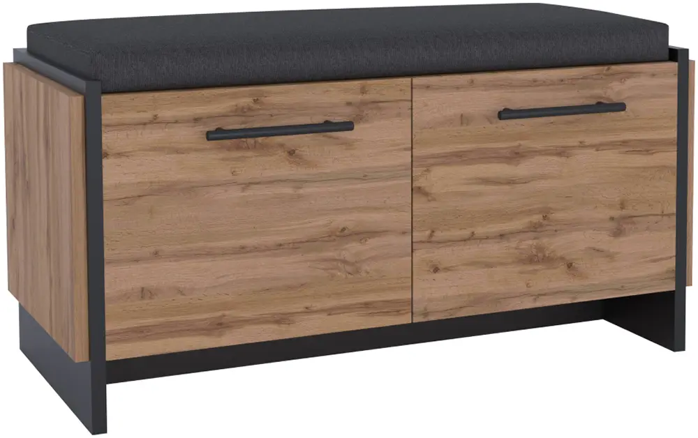 Tumba-bancheta pentru incaltaminte Tempo Kondela Amoni 2D (Wotan Oak/Black)