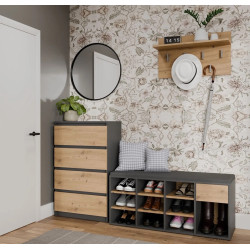 Банкетка-стеллаж для обуви TopEshop Tallin (Anthracite/Artisan Oak) Thumb