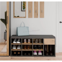 Банкетка-стеллаж для обуви TopEshop Tallin (Anthracite/Artisan Oak)