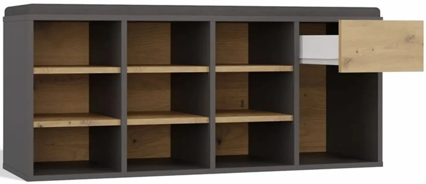Банкетка-стеллаж для обуви TopEshop Tallin (Anthracite/Artisan Oak) - 4