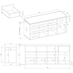 Банкетка-стеллаж для обуви TopEshop Tallin (Artisan Oak) Thumb