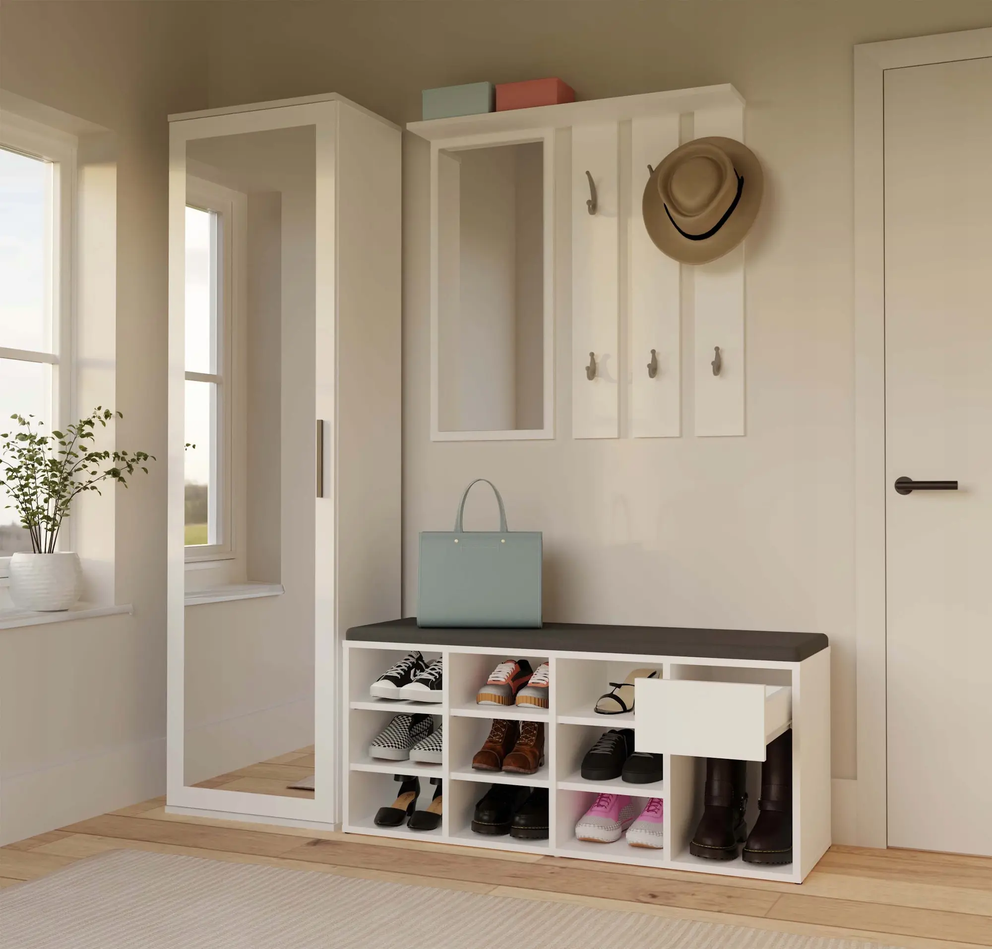 Банкетка-стеллаж для обуви TopEshop Tallin (White) - 2