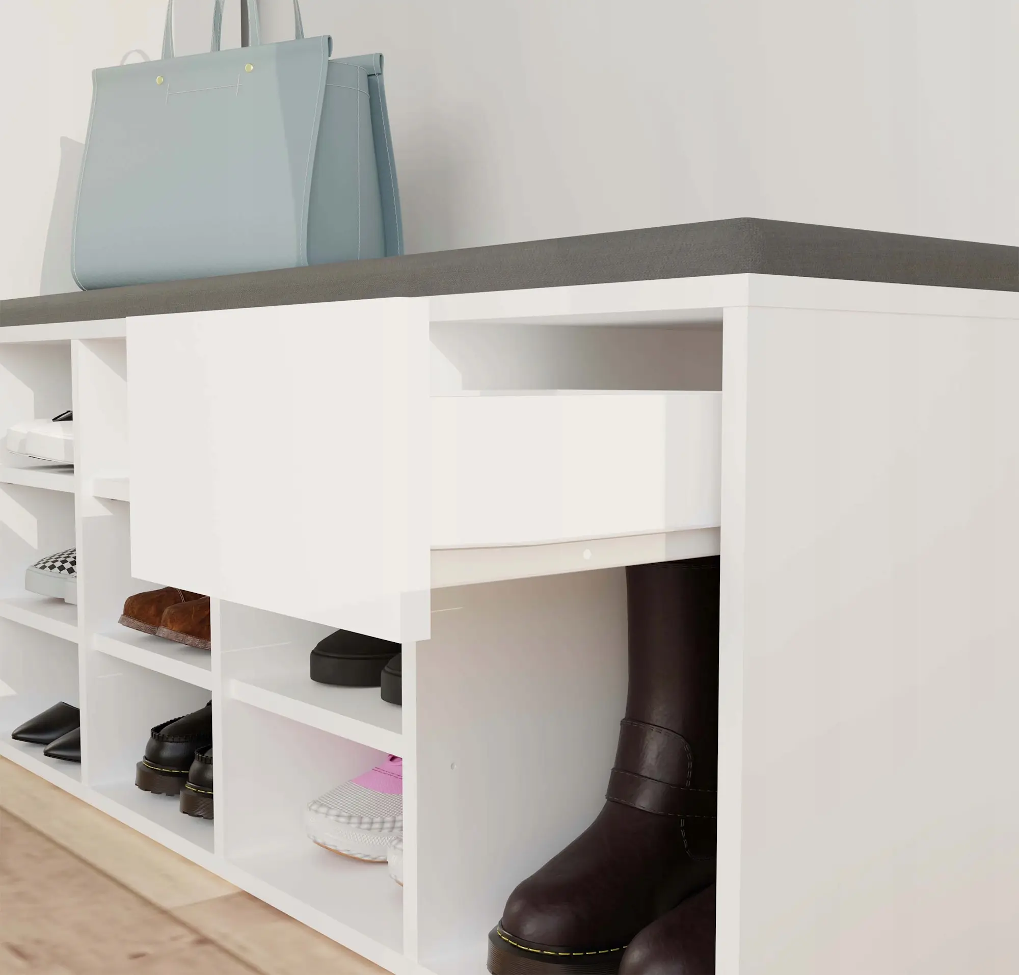 Банкетка-стеллаж для обуви TopEshop Tallin (White) - 6