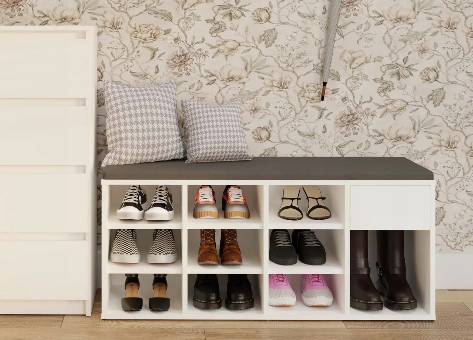 Банкетка-стеллаж для обуви TopEshop Tallin (White)