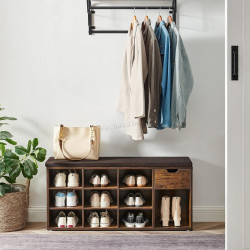 Bancheta-etajera pentru incaltaminte Vasagle LHS024T01 (Rustic Brown/Bronze)