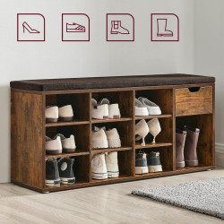Bancheta-etajera pentru incaltaminte Vasagle LHS024T01 (Rustic Brown/Bronze) Thumb