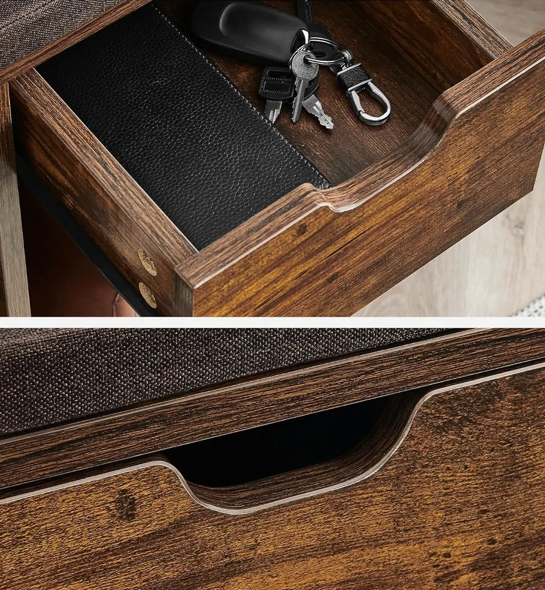 Bancheta-etajera pentru incaltaminte Vasagle LHS024T01 (Rustic Brown/Bronze) - 6