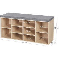 Etajera-bancheta pentru incaltaminte Vasagle LHS10NL (Oak/Grey) Thumb