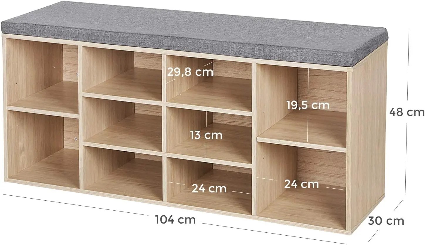 Etajera-bancheta pentru incaltaminte Vasagle LHS10NL (Oak/Grey) - 8