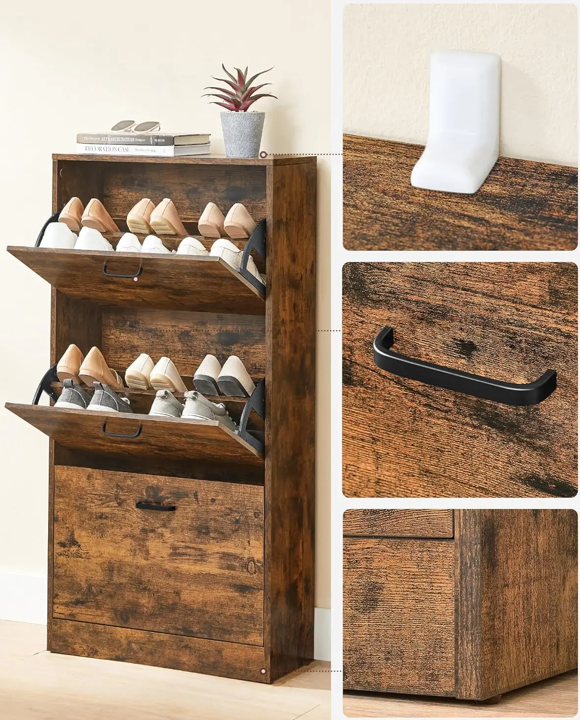 Тумба для обуви Vasagle LBC030X01 (Rustic Brown) - 5