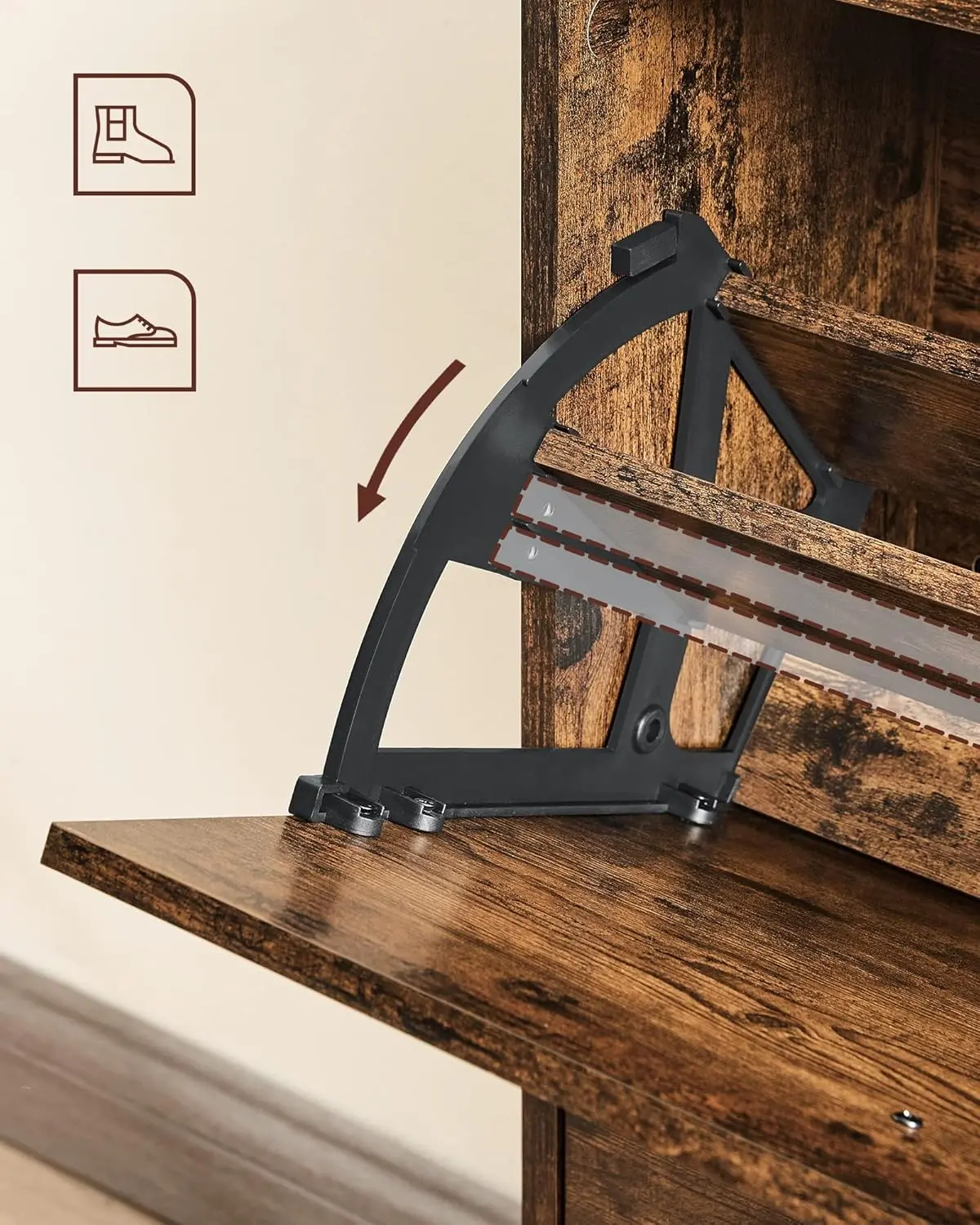 Тумба для обуви Vasagle LBC030X01 (Rustic Brown) - 6