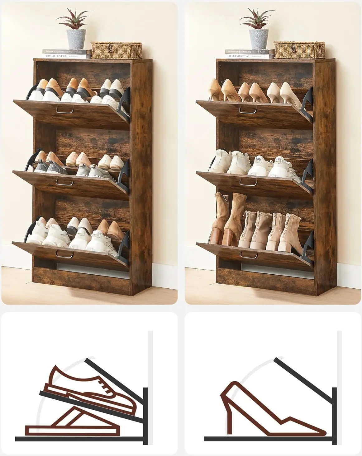 Тумба для обуви Vasagle LBC030X01 (Rustic Brown) - 7