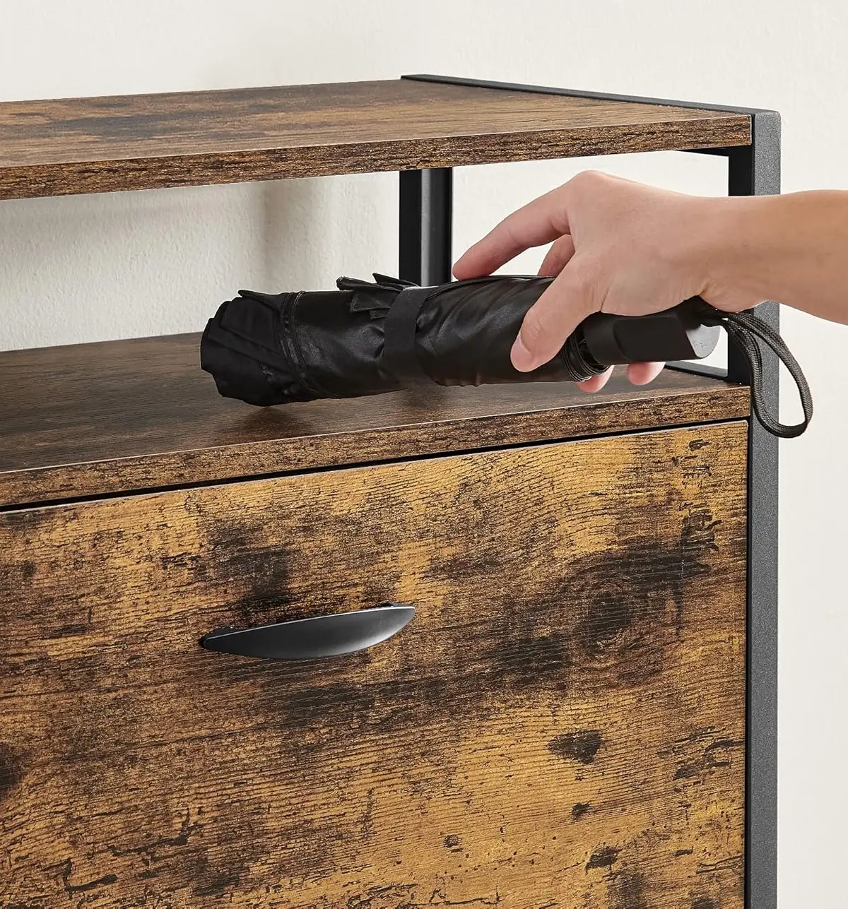 Tumba pentru incaltaminte Vasagle LBS101B01 (Rustic Brown/Black) - 5