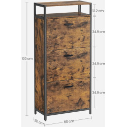 Tumba pentru incaltaminte Vasagle LBS101B01 (Rustic Brown/Black) Thumb