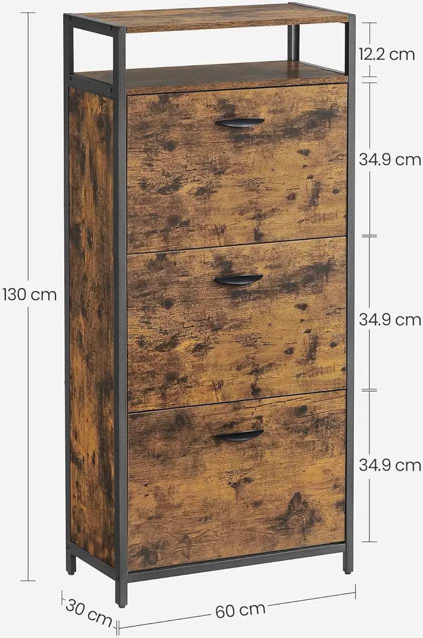 Tumba pentru incaltaminte Vasagle LBS101B01 (Rustic Brown/Black) - 9