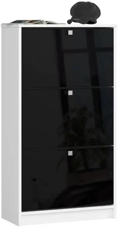 Tumba pentru incaltaminte Akord 3 (White/Black Gloss)