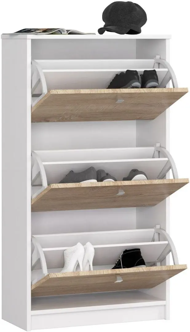 Tumba pentru incaltaminte Akord 3D (White/Sonoma Oak)