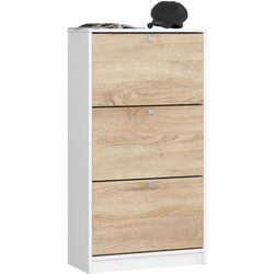Tumba pentru incaltaminte Akord 3D (White/Sonoma Oak)