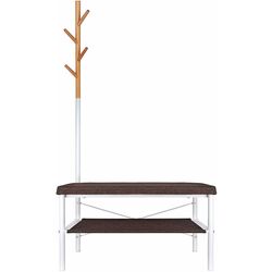 Банкетка-вешалка для обуви Art Flame 5L-317 (White/Brown/Wood) Thumb