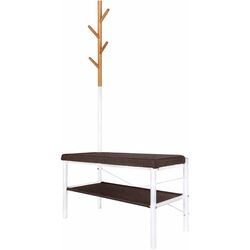 Банкетка-вешалка для обуви Art Flame 5L-317 (White/Brown/Wood) Thumb