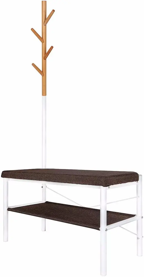 Банкетка-вешалка для обуви Art Flame 5L-317 (White/Brown/Wood)