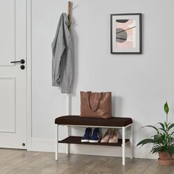 Банкетка-вешалка для обуви Art Flame 5L-317 (White/Brown/Wood)