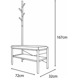 Банкетка-вешалка для обуви Art Flame 5L-317 (White/Brown/Wood) Thumb