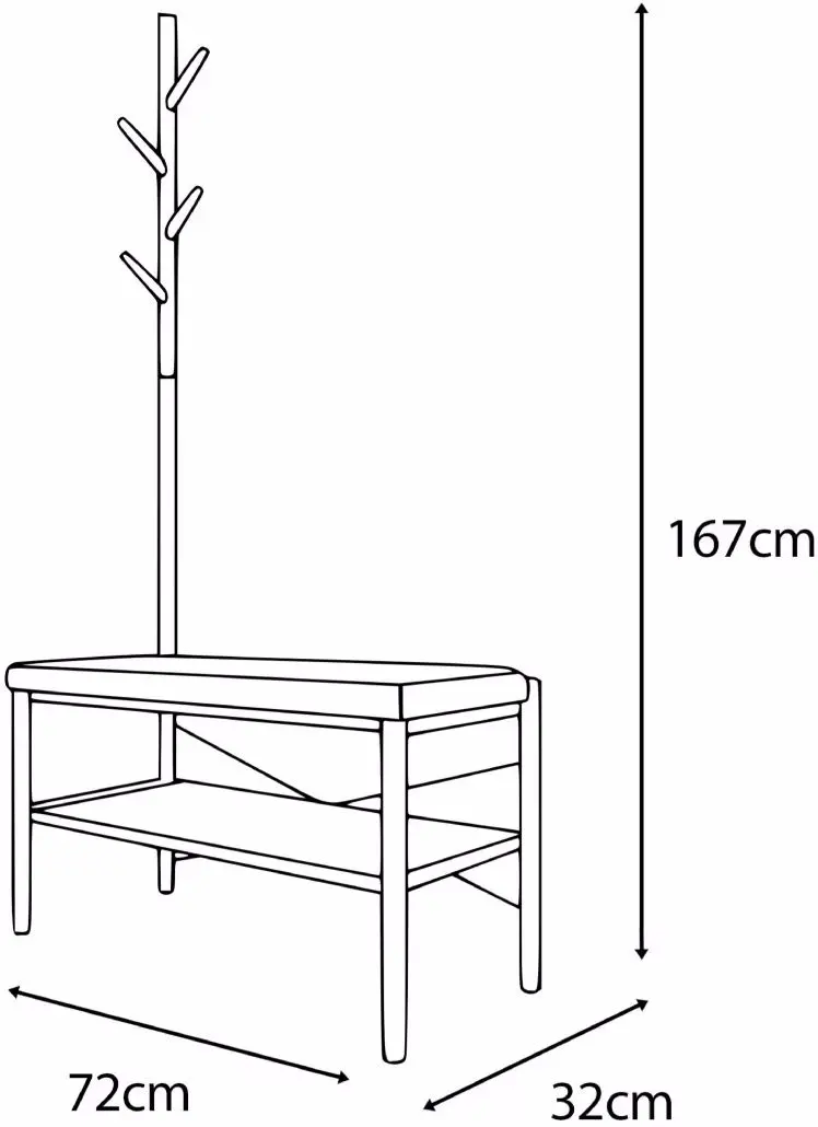 Банкетка-вешалка для обуви Art Flame 5L-317 (White/Brown/Wood)