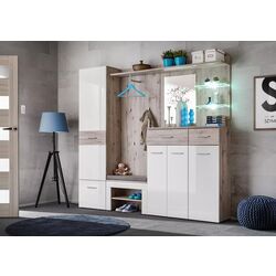 Tumba-bancheta pentru incaltaminte ASM Gustavo DWW GV Typ F+P (Wellington Oak/White Gloss) Thumb