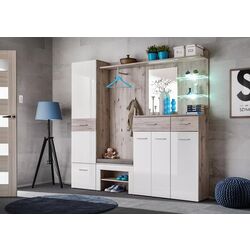 Tumba-bancheta pentru incaltaminte ASM Gustavo DWW GV Typ F (Wellington Oak/White Gloss) Thumb