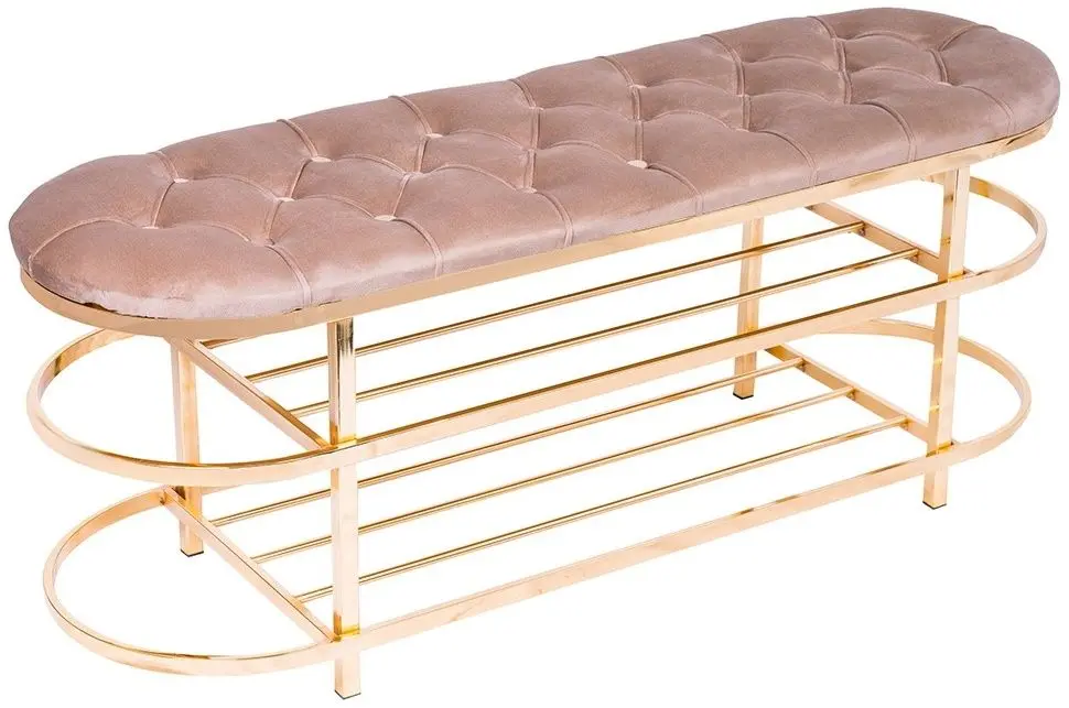 Bancheta-etajera pentru incaltaminte Casa Moora IDRB9 (Beige/Golden)