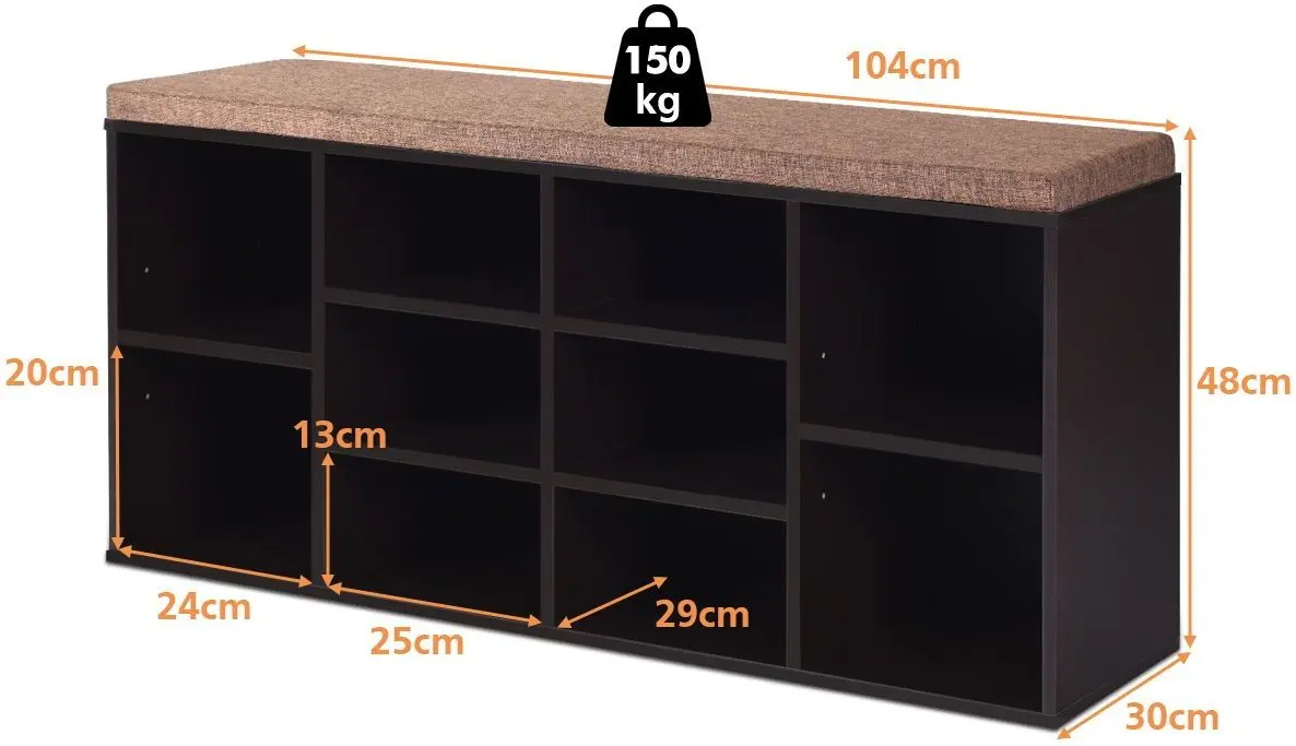 Банкетка-стеллаж для обуви Costway HW63680BN (Brown) - 7