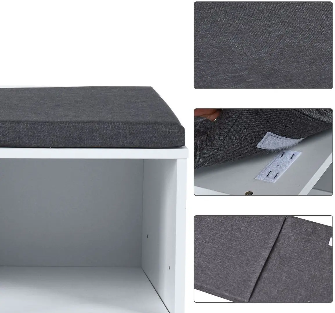 Bancheta-etajera pentru incaltaminte Costway HW63680WH (White/Gray)