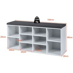 Bancheta-etajera pentru incaltaminte Costway HW63680WH (White/Gray) Thumb