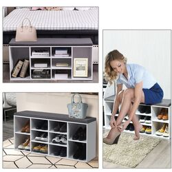 Bancheta-etajera pentru incaltaminte Costway HW63680WH (White/Gray) Thumb