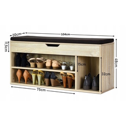 Bancheta-etajera pentru incaltaminte Costway JV11726NA (Sonoma Oak) Thumb