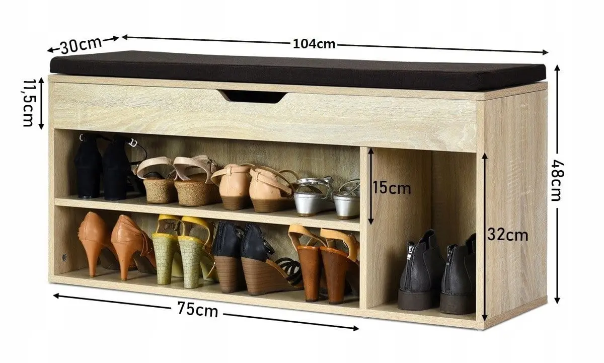Bancheta-etajera pentru incaltaminte Costway JV11726NA (Sonoma Oak)