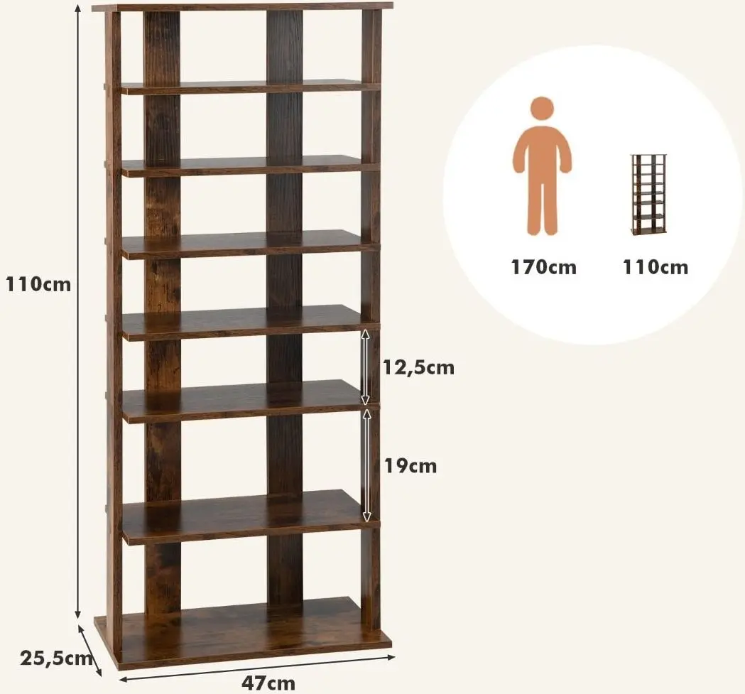 Etajera pentru incaltaminte Costway JZ10125CF (Rustic Brown)
