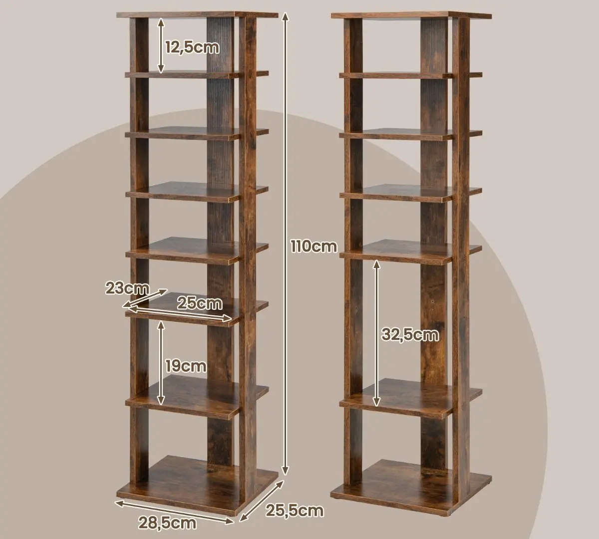 Стеллаж для обуви Costway JZ10140CF (Rustic Brown)