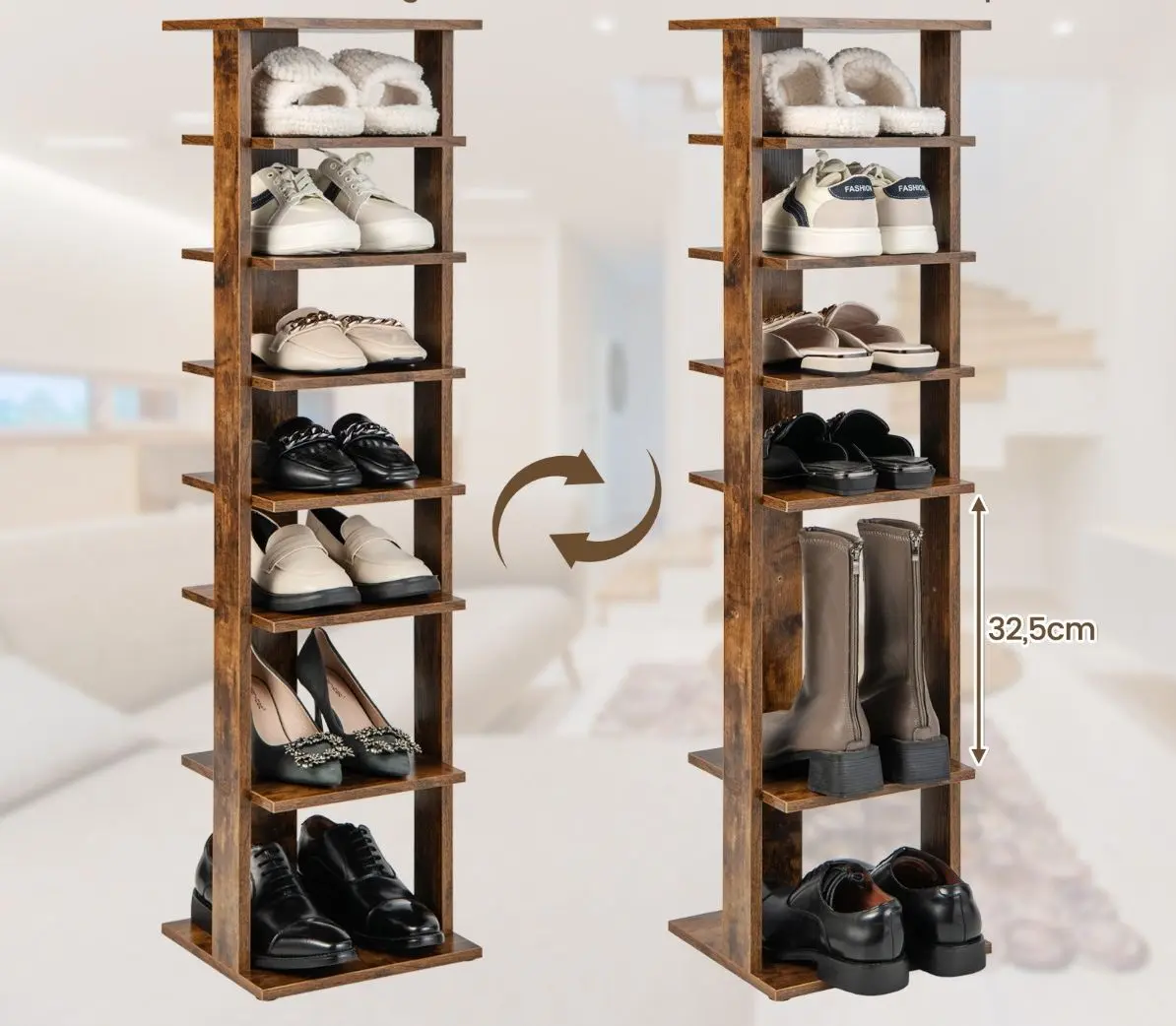 Стеллаж для обуви Costway JZ10140CF (Rustic Brown)