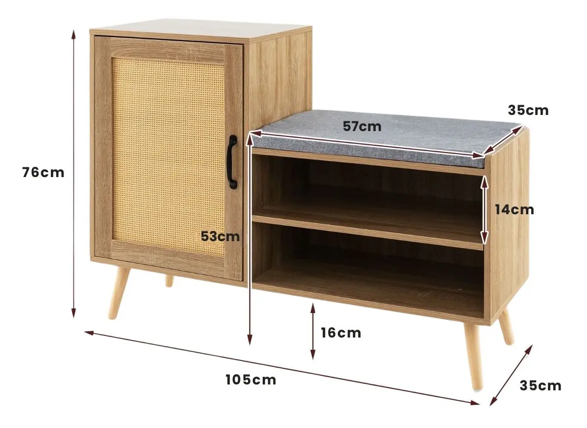 Tumba pentru incaltaminte Costway JV11358OA (Natural/Grey) - 3