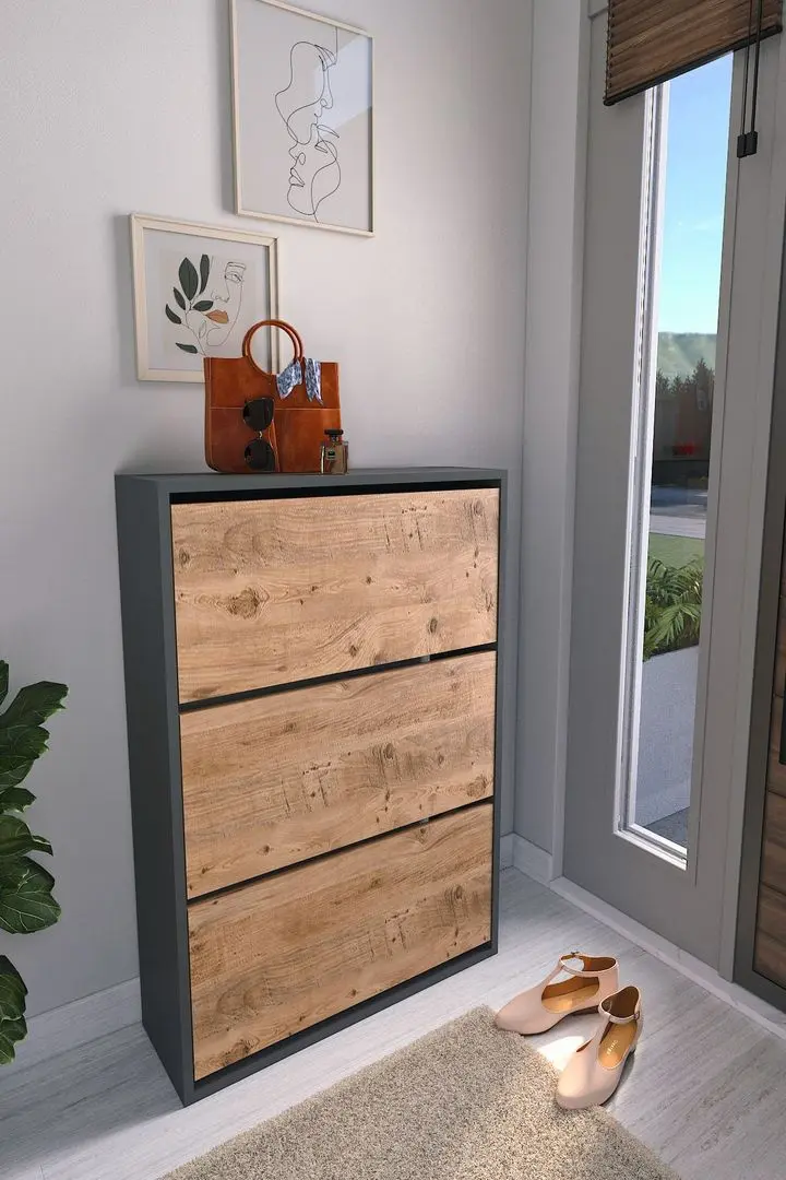 Tumba pentru incaltaminte Bofigo 3D (Anthracite/Pine)