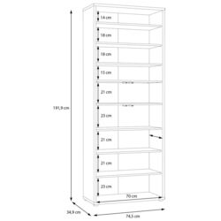Dulap pentru incaltaminte Fortuna Agness 74.5x191.9x34.9 (Light Grey) Thumb