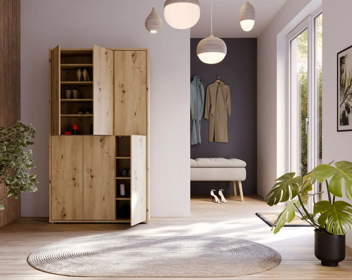 Шкаф для обуви Fortuna Agness 109.2x191.9x34.9 (Artisan Oak) - 9