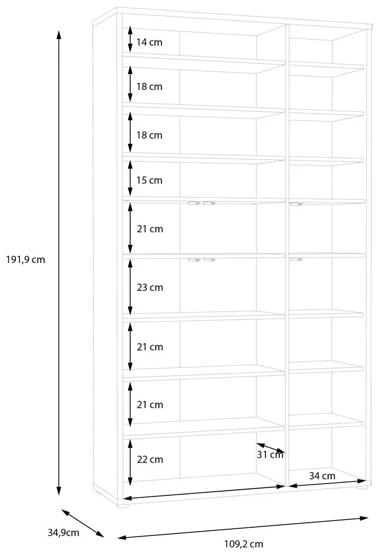 Dulap pentru incaltaminte Fortuna Agness 109.2x191.9x34.9 (Mint Green) - 2