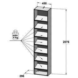 Стеллаж для обуви Fortuna Constantin 45x207.6x29.6 (White/Black Matt) Thumb