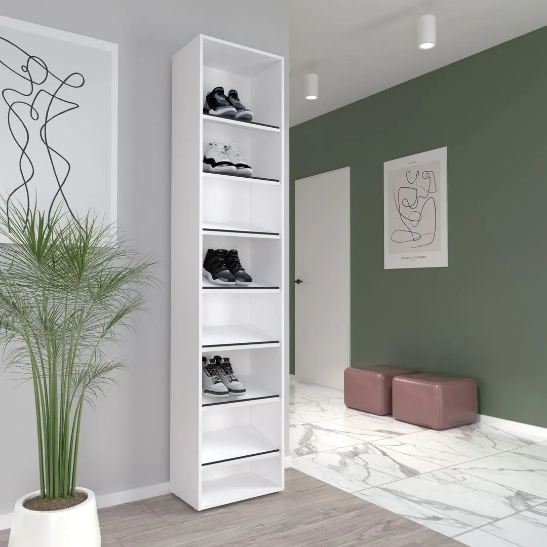 Стеллаж для обуви Fortuna Constantin 45x207.6x29.6 (White/Black Matt)