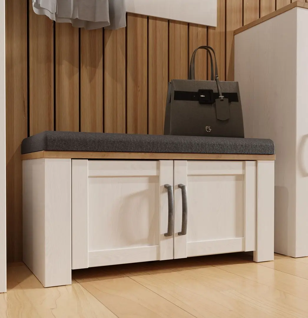 Tumba pentru incaltaminte Fortuna Brigitta 86.5x45.7x42 (White Oak/Riviera Oak/Grey)