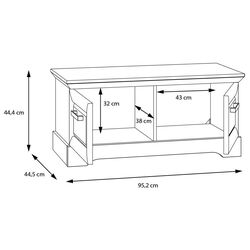 Тумба для обуви Fortuna Chasia 95.2x44.4x44.5 (White Oak/Black) Thumb