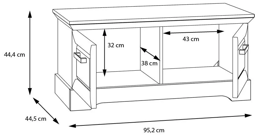 Тумба для обуви Fortuna Chasia 95.2x44.4x44.5 (White Oak/Black) - 3